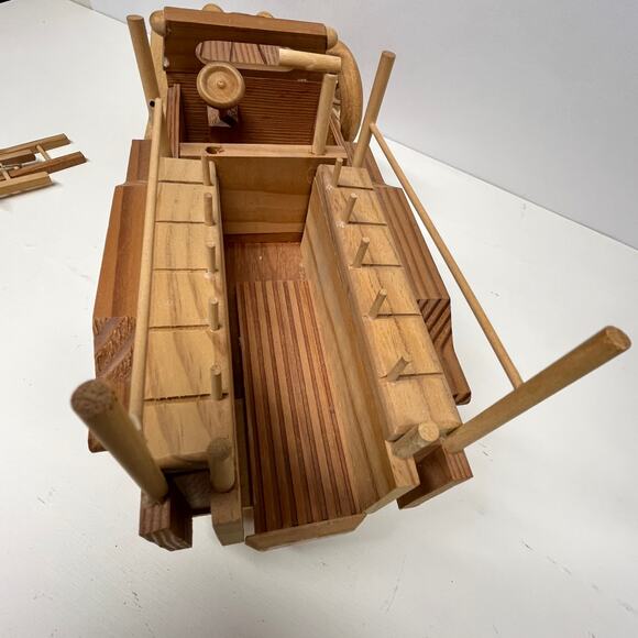 Vintage Homemade Wood Toy Fire Truck - Picture 7 of 9